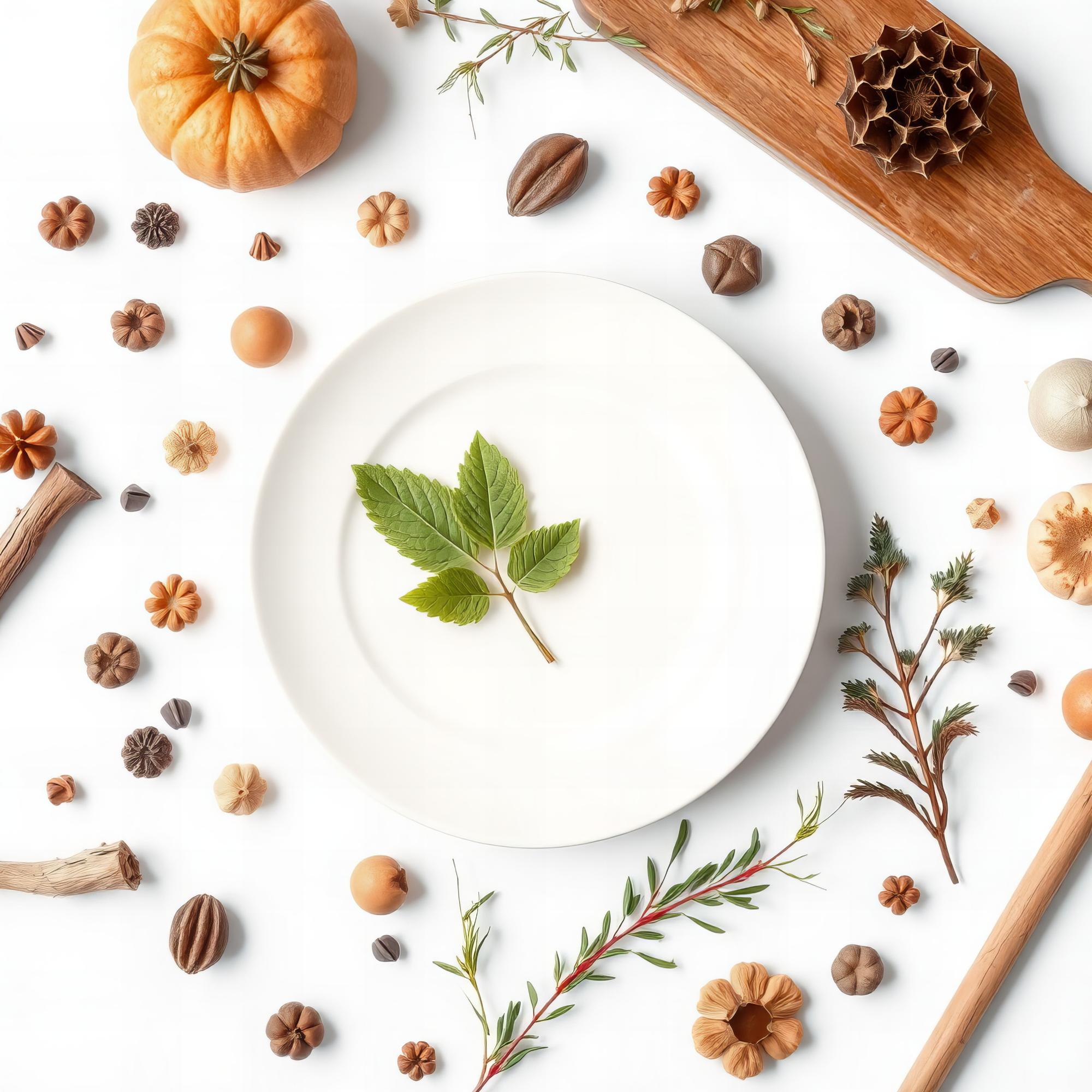 Plated seasonal menu on white table